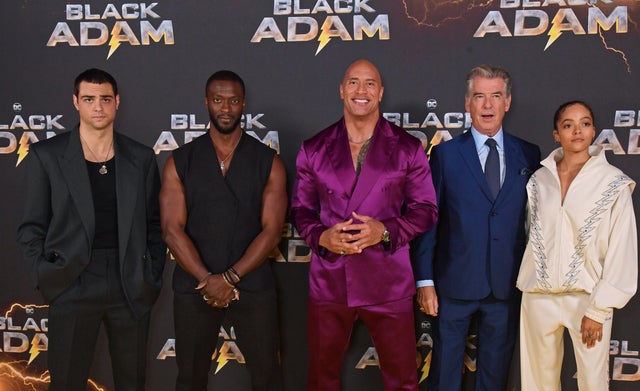  Noah Centineo, Aldis Hodge, Dwayne Johnson aka The Rock, Pierce Brosnan and Quintessa Swindell 