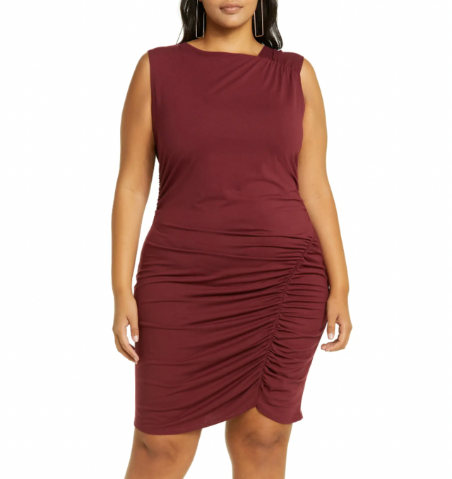 Open Edit Ruched Body-Con Mini Dress