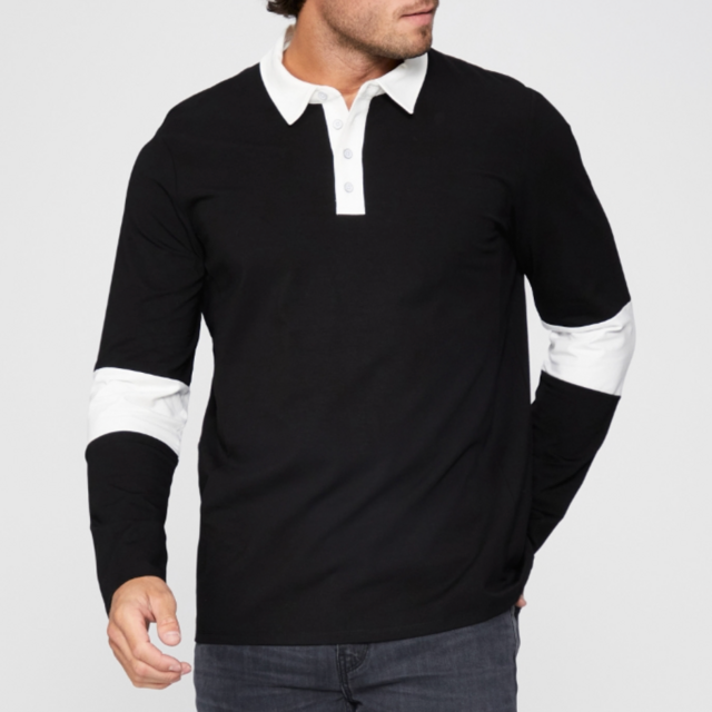 Kinney Rugby Shirt - Black and Fresh White