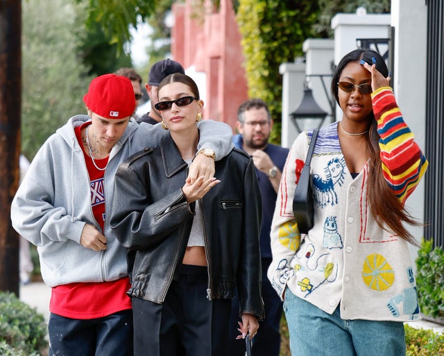 Justin Bieber, Hailey Bieber and Justine Skye