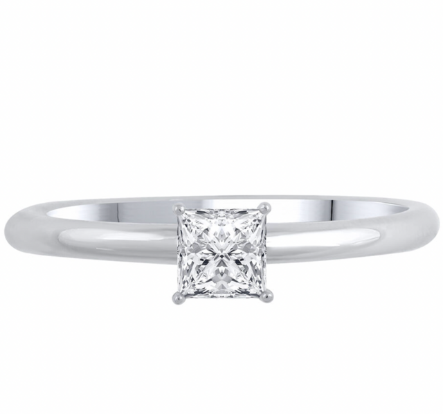 Light Heart Lab Grown Princess-Cut Solitaire Engagement Ring