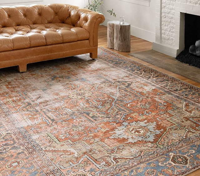 Loloi II Loren Terracotta / Sky, Traditional 5'-0" x 7'-6" Area Rug