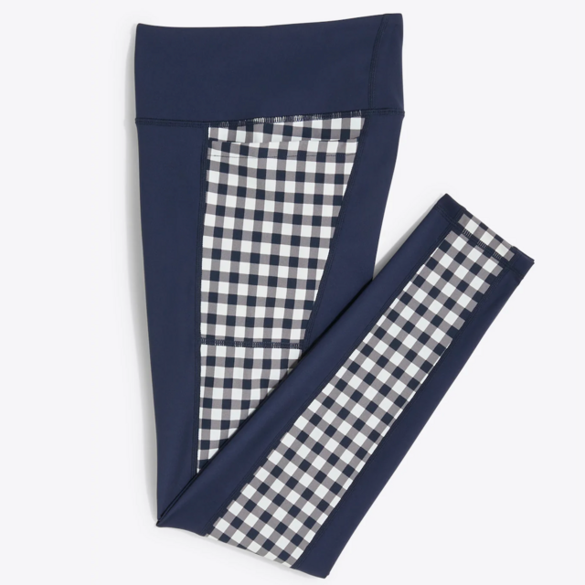 Panel Leggings in Navy Gingham