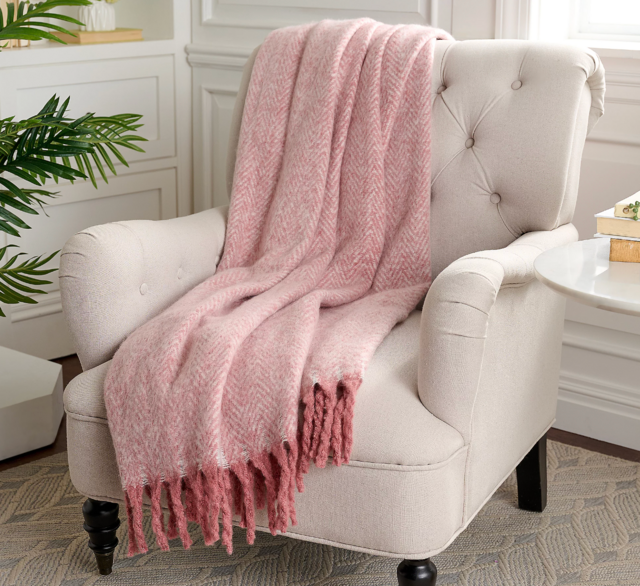 Oversized 60" x 70" Fluffy Throw with Fringe