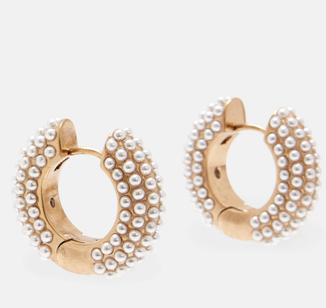 Pearl Beaded Chunky Hoop Earrings