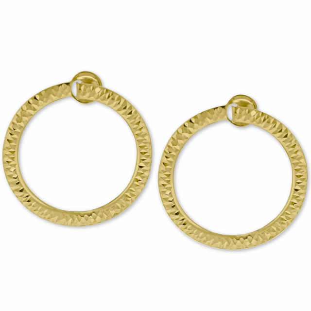 Doorknocker Circle Drop Earrings in 14k Gold