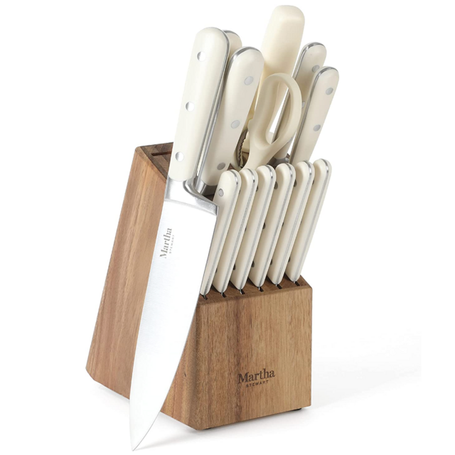 Martha Stewart Eastwalk 14-Piece Stainless Steel Cutlery Knife Block Set