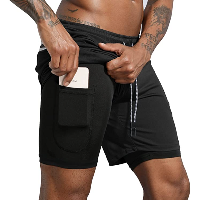 Leidowei Men's 2 in 1 Workout Running Shorts