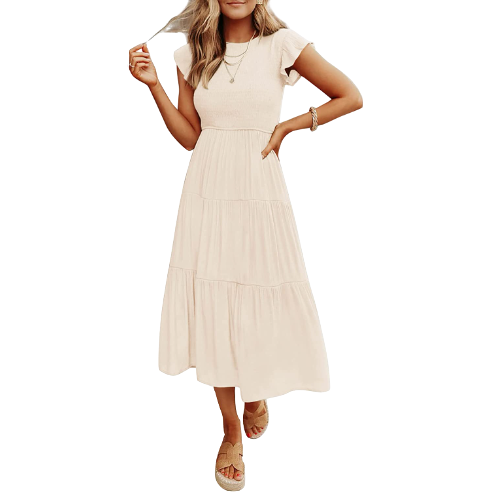 ZESICA Women's 2023 Summer Casual Flutter Midi Dress