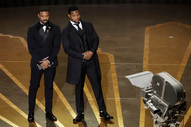 Michael B. Jordan and Jonathan Majors on stage