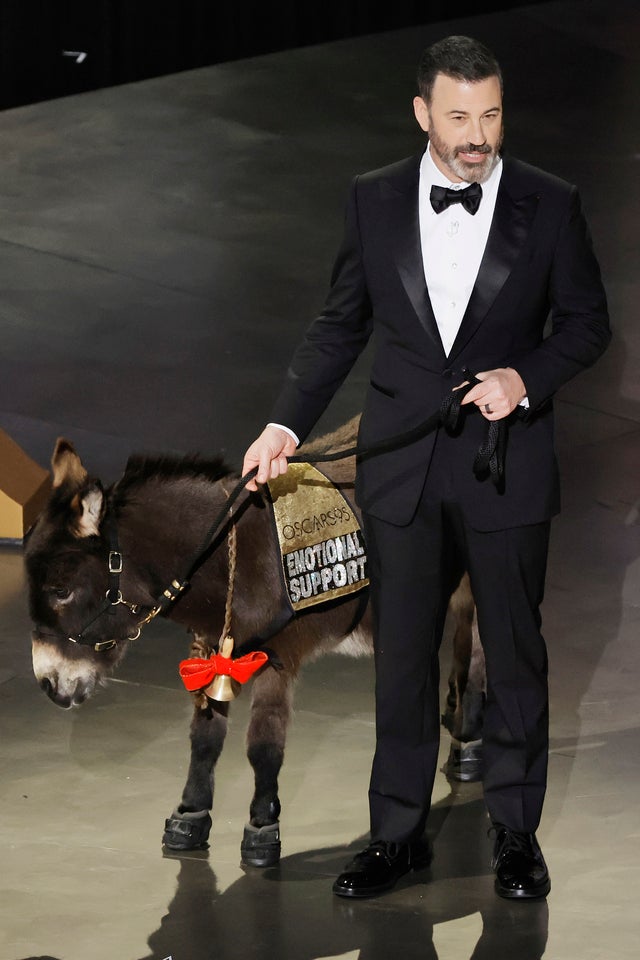 Jimmy Kimmel and Jenny the donkey