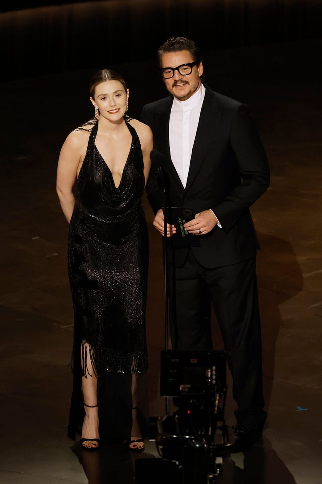 Elizabeth Olsen and Pedro Pascal on stage