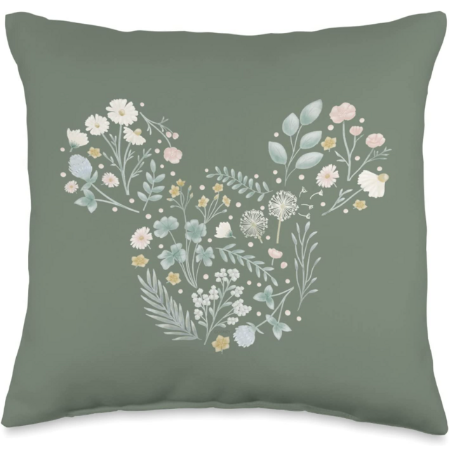 Disney Mickey Mouse Spring Flowers Throw Pillow