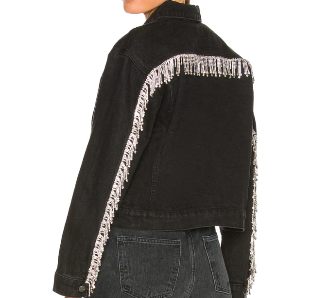 Superdown Raya Rhinestone Fringe Jacket