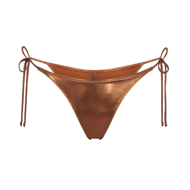 Metallic Swim Skimpy Tie Bottom in Penny