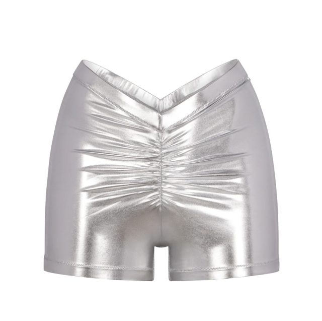 Metallic Swim V-Waist Short in Nickel