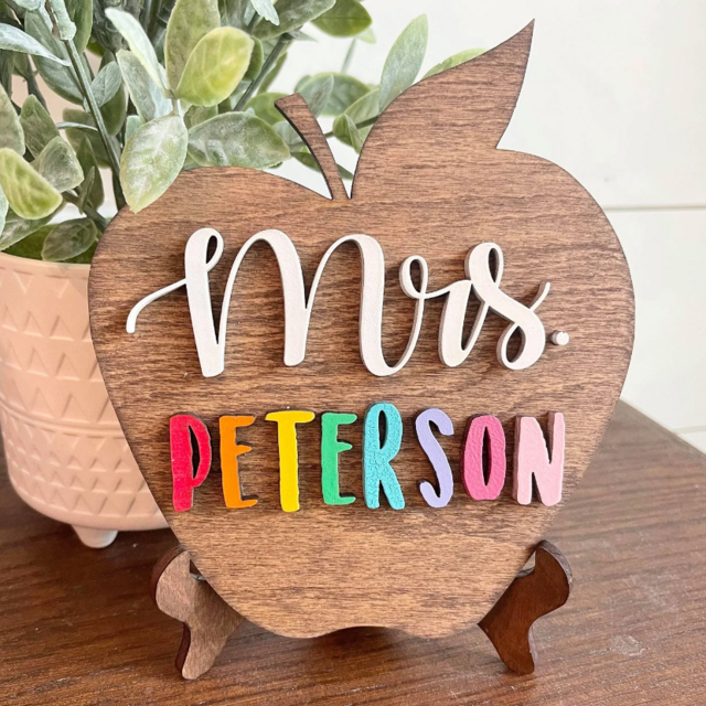 Walnut and Birch Co. Personalized Desktop Teacher Apple Sign