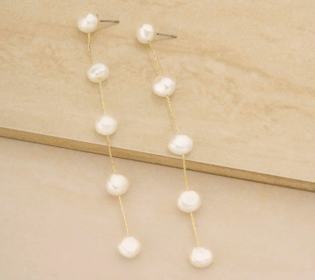 Ettika Dripping Freshwater Pearl Linear Drop Earrings