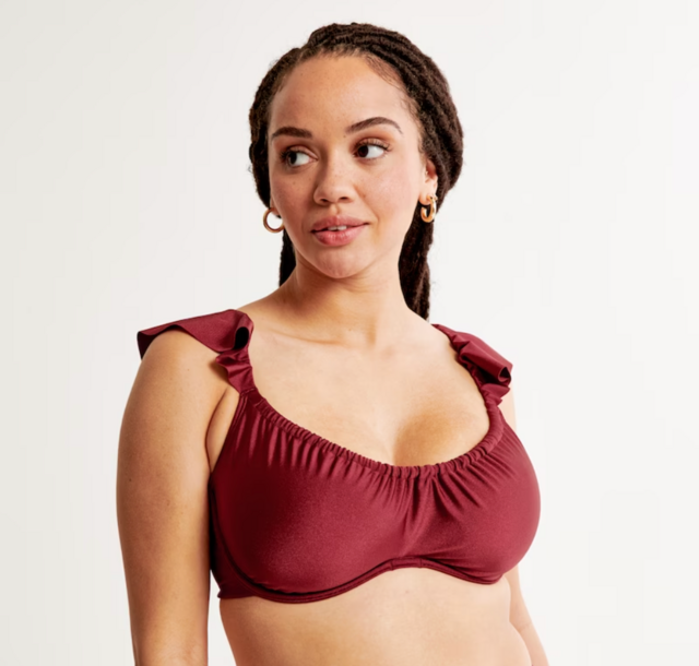 Abercrombie and Fitch Curve Love Ruffle Strap Underwire Bikini Top