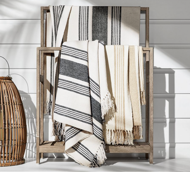 Modern Farmhouse Handwoven Striped Throw