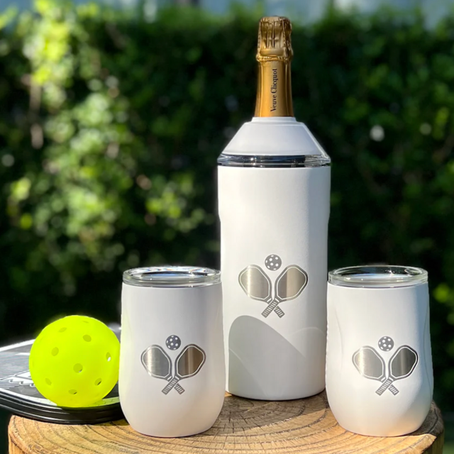 Vinglancé Limited Edition Pickleball Wine Set In White