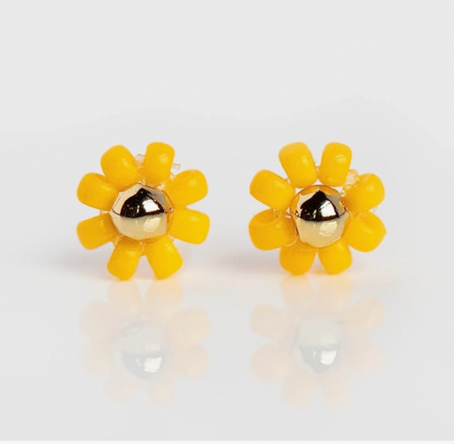 The Summer I Turned Pretty by Local Eclectic Yellow Daisy Beaded Stud Earrings