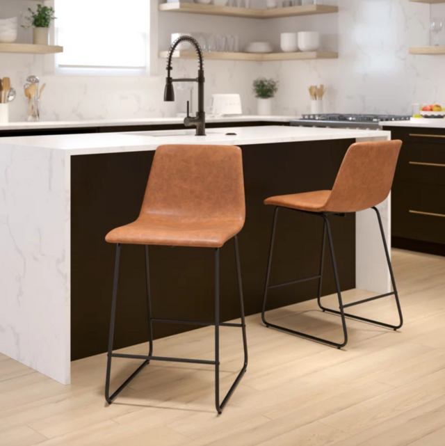 Ivy Bronx Liekele Commercial Grade LeatherSoft Upholstered Bar & Counter Stools