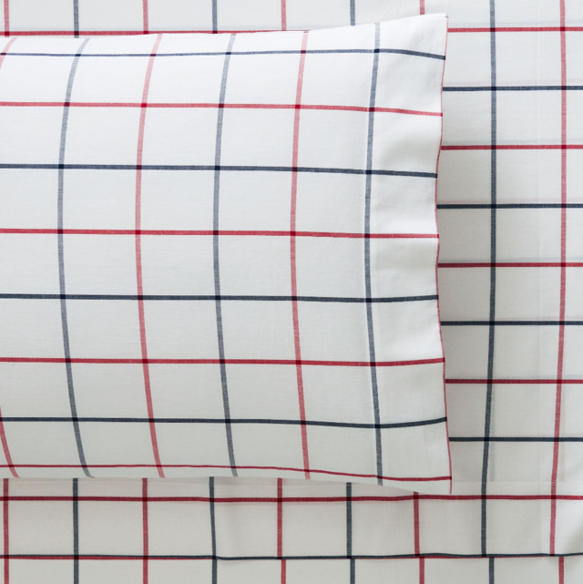 PB Teen Boxter Plaid Organic Sheet Set