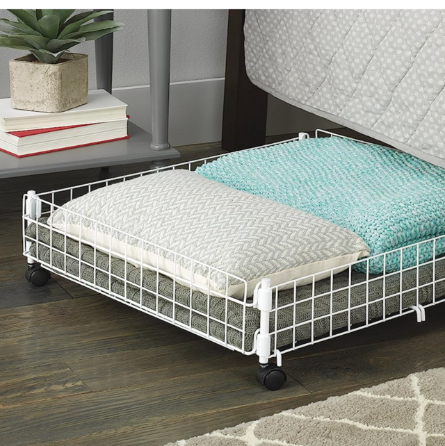 Whitmor Rolling White Wire Underbed Cart