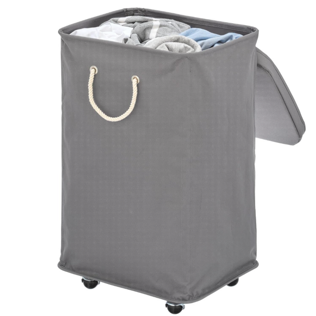 mDesign Large Polyester Rolling Laundry Hamper