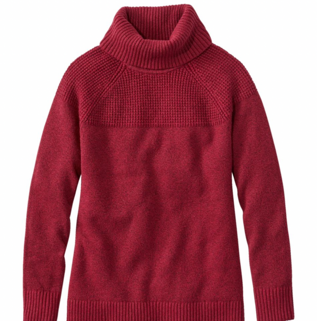 L.L. Bean Women's All-Day Waffle Sweater, Turtleneck