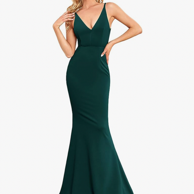 BUPT Women's Formal V Neck Mermaid Dress 