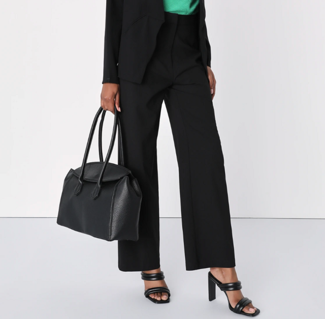 Distinct Instincts Black High-Waisted Wide-Leg Trouser Pants