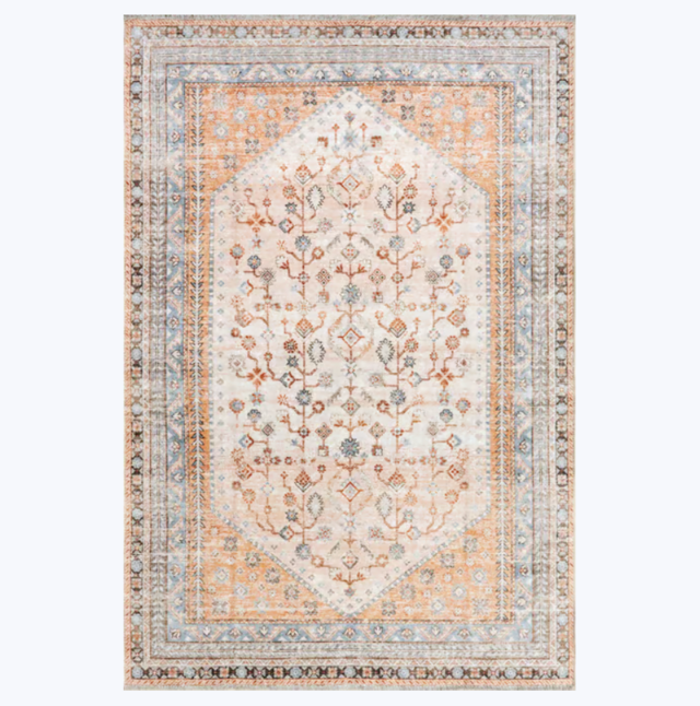 Peach Sunsari Geometric Washable Area Rug