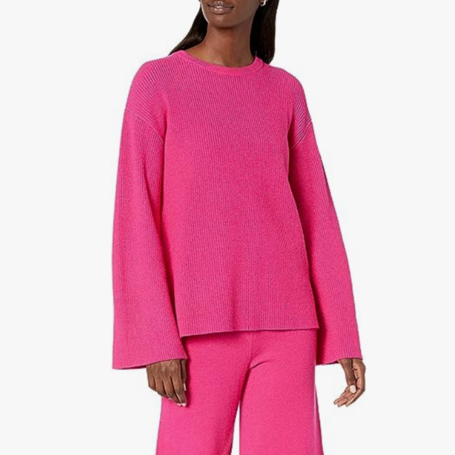 The Drop Women's Alice Crewneck Back-Slit Ribbed Pullover Sweater