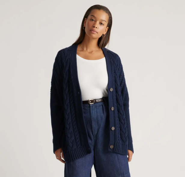 Quince 100% Organic Cotton Oversized Cable Cardigan