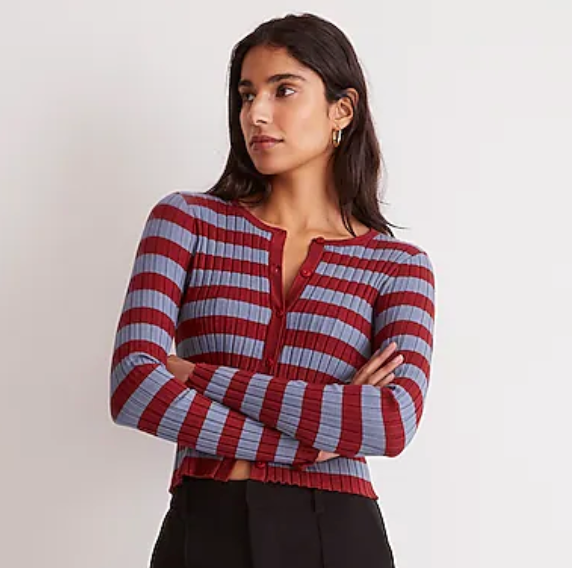 Madewell The Signature Knit Crewneck Cardigan Sweater