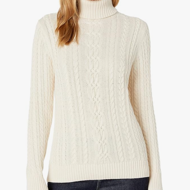 Amazon Essentials Women's Fisherman Cable Turtleneck Sweater