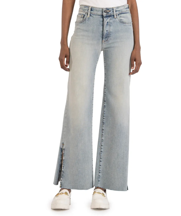 KUT from the Kloth Meg Split Raw Hem High Waist Wide Leg Jeans