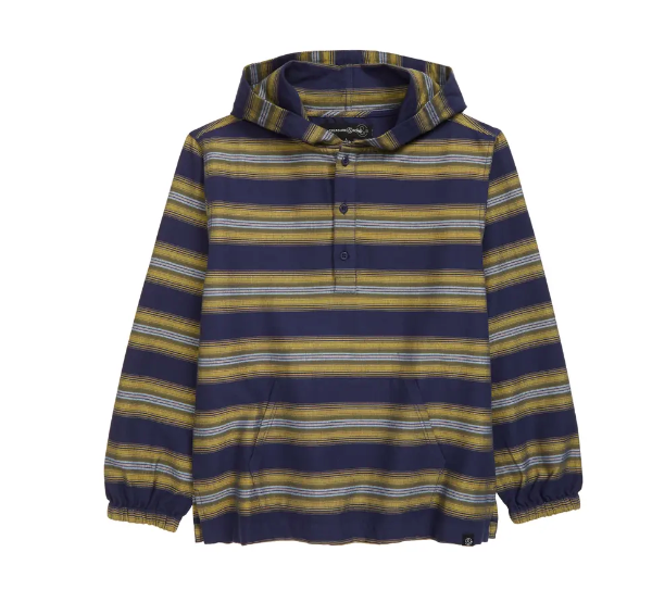 Treasure & Bond Kids' Stripe Hooded Woven Cotton Pullover