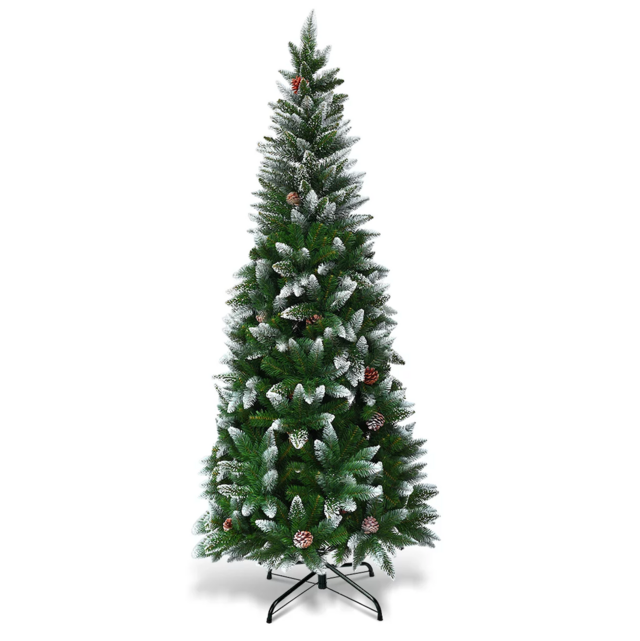 Costway 5ft Snow Flocked Unlit Pencil Christmas Tree