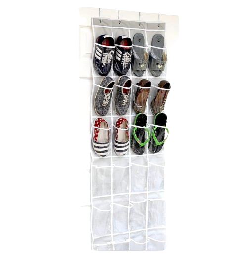 SimpleHouseware Crystal Clear Over The Door Hanging Shoe Organizer