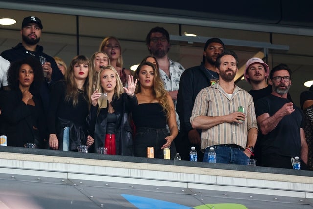 Taylor Swift, Brittany Mahomes, Blake Lively, Ryan Reynolds, and Hugh Jackman 