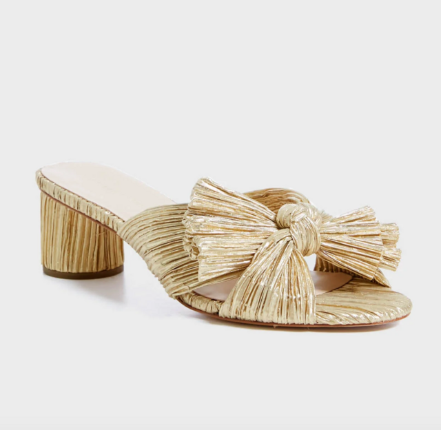 Loeffler Randall Exclusive Platinum Emilia Pleated Knot Mules