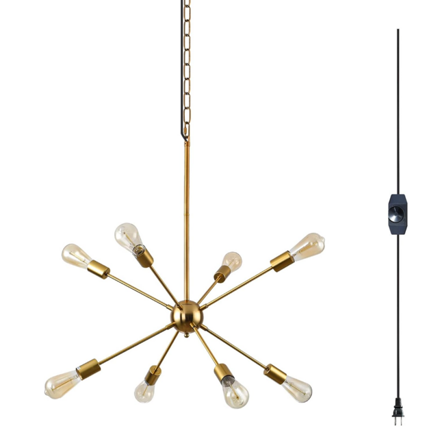 Hoxiya Dimmable 26.3" Modern Plug in Sputnik Chandelier With Cord