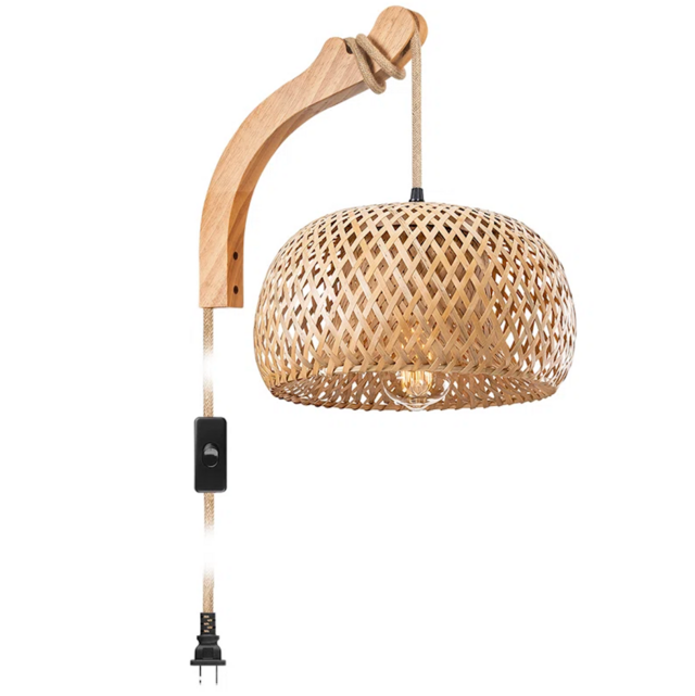 Bay Isle Home Witherbee Rattan Plug-in Armed Sconce