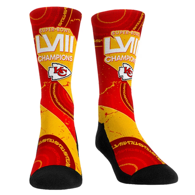 Kansas City Chiefs Rock Em Socks Unisex Super Bowl LVIII Champions Crew Socks