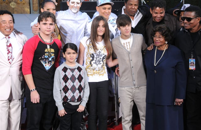 Prince Michael Jackson, Blanket Jackson, Paris Jackson, Justin Bieber and Katherine Jackson