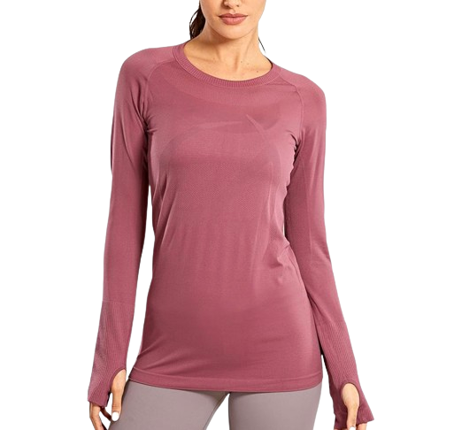 CRZ YOGA Seamless Athletic Long Sleeve Shirt