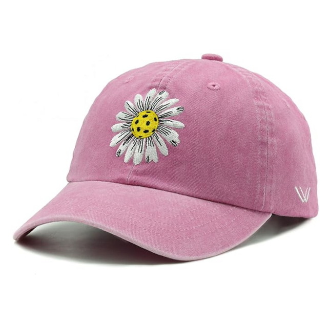 Waldeal Pickleball Embroidered Daisy Denim Baseball Cap